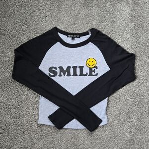 Vinyl Icons Long Sleeve Crop Shirt with SMILE NEW size small